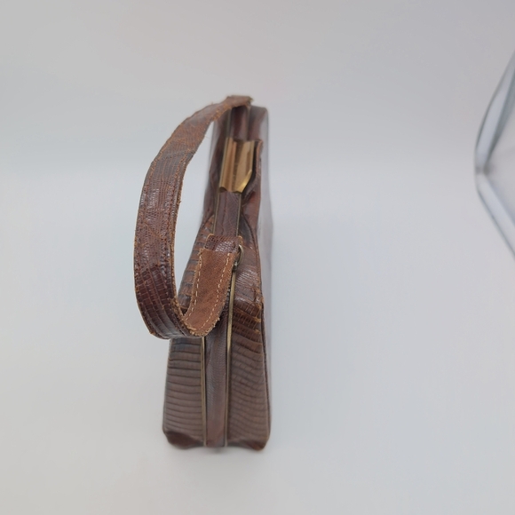 Deitsch Brown Lizard Reptile Leather Handbag 1950s Vintage - Picture 7 of 9